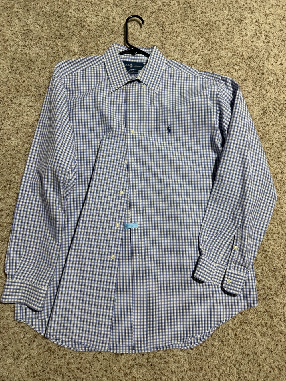 Ralph Lauren Blue and White Gingham Long-Sleeve Button-Up Shirt